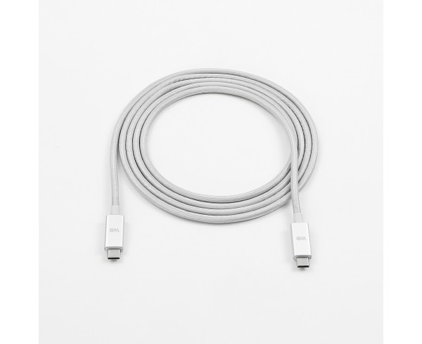 Câble USB-C mâle/USB-C mâle nylon 2 m - USB 3.1 - argent très resistant - grande longueur