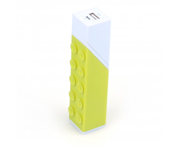 Batterie de secours 2600mAh vert 1 port USB 1A - support smartphone fixation ventouse - design original