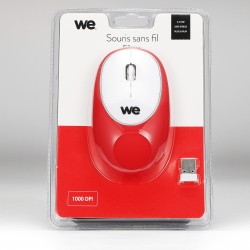 Souris sans fil silicone Rouge Silicone anti stress 1000 DPI Dongle USB Plug and Play
