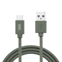 Câble USB/USB-C en silicone - USB 3.2 gen 1 - 2m - vert kaki