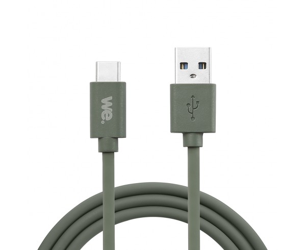 Câble USB/USB-C en silicone - USB 3.2 gen 1 - 2m - vert kaki