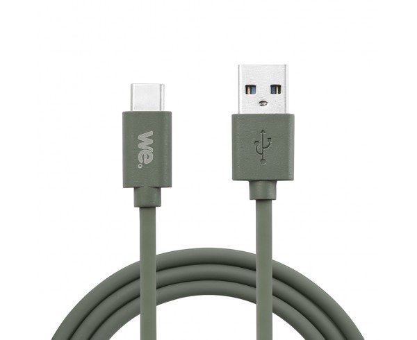 Câble USB/USB-C en silicone - USB 3.2 gen 1 - 1m - vert kaki