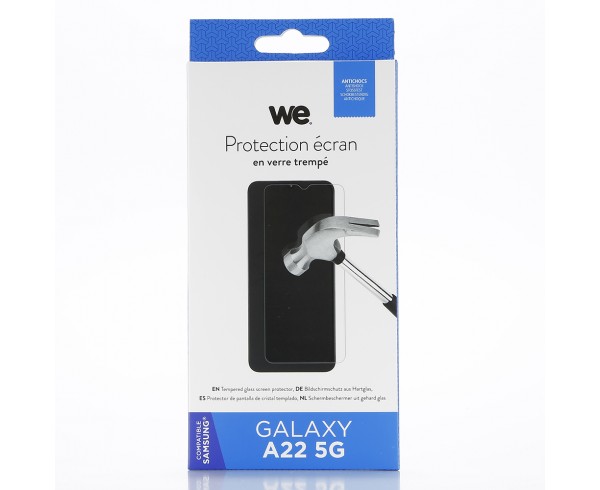 WE Verre trempé SAMSUNG GALAXY A22 5G: Protection écran - anti-rayures - anti-bulles d'air - ultra-résistant - dureté 9H Glass