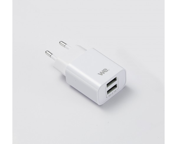 Chargeur secteur WE 2 Ports USB-A Chargeur Mural (5V/2.1A Max).