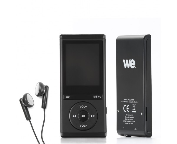 Lecteur MP4 8Go lecture audio et video, Radio FM, Bluetooth V4,0, Podomètre noir